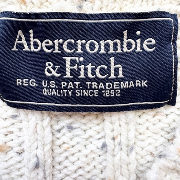 Y2K Abercrombie & Fitch Womens Wool Cable Knit V-Neck Pullover Sweater Cream - Picture 6 of 10